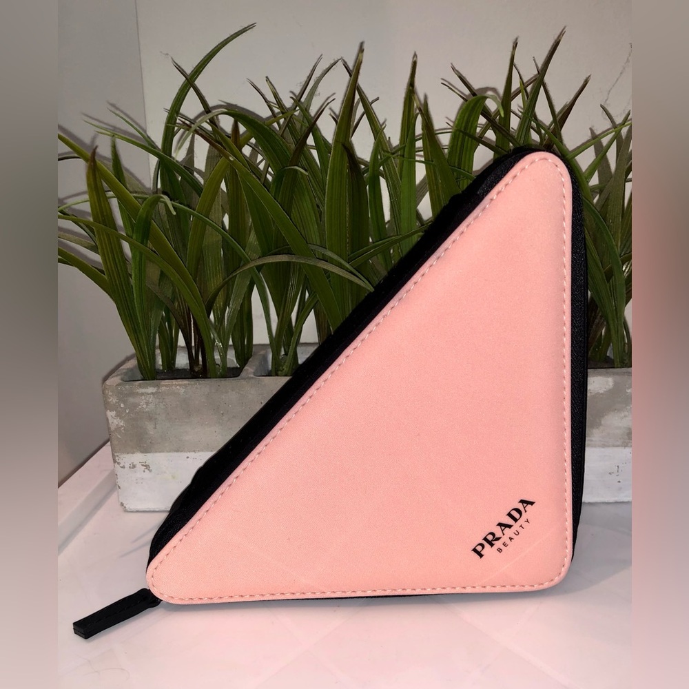 Prada Beauty Pink and Black Geometric Triangular Pouch - Picture 2 of 14